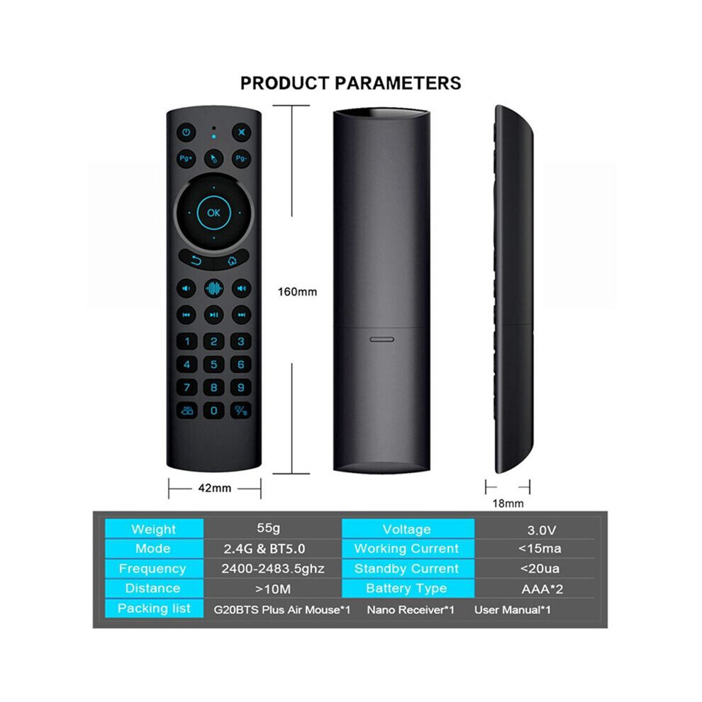 G20S PRO BT 2.4G Wireless Voice Backlit Air Mouse Gyroscope IR Learning Remote Control for Dual Mode Android TV BOX