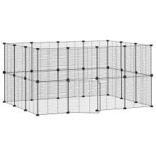 Gaiola para animais de estimação com 28 painéis e porta 35 x 35 cm preta 02_0041574