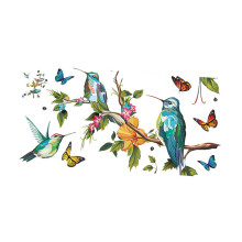 Hummingbirds Wall Decal Wall Art Decor Flower Decal for Bathroom Door
