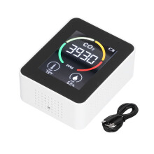 CO2-monitor met digitale thermometer en hygrometer, draagbare luchtkwaliteitsmeter voor veilige thuis-, kantoor- en sportschoolomgevingen, realtime