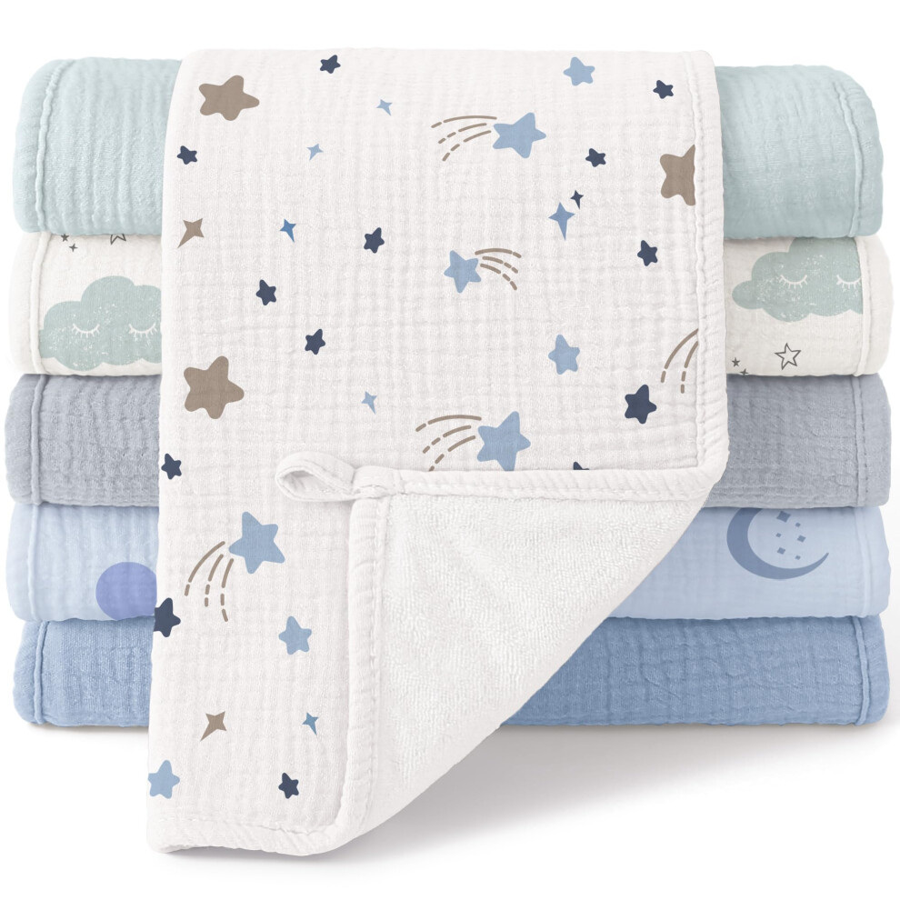 Muslin Squares Cloths 100% Cotton Baby Burp Cloth 50X25cm Large Ultra-Absorbent Soft Baby Face Washcloths For Newborn Baby Boy And Girl Bearmoss