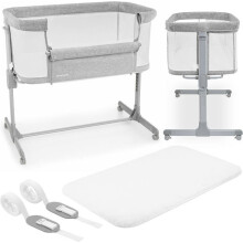 Lit bébé Cododo 3 en 1- Lit Parapluie Pliable Luna- Moby-System- Jusqu'à 9 kg, 7 Niveaux Réglables, 4 Roulettes Mur Latéral Amovible