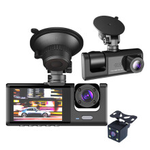 Car Camera System with Three Channel Dash Cam, Front and Rear Dash Cam Featuring 1080P Resolution and 24-Hour Parking Monitor, Night Vision Enabled