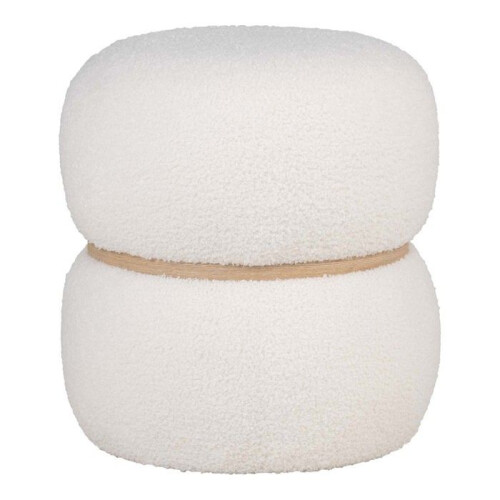 White round pouf in looped polyester Ø 38 x 41 cm