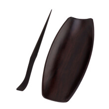 Holz-Chinesisches Teeset mit Löffel und Teelöffel, Ebenholz, 16,2 x 7,3 cm