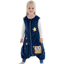 Bolsa de dormir con piernas para niños, azul oscuro, tamaño S (1-3 años), franela cálida y confortable