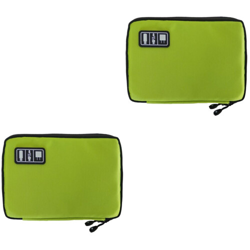 2Pièces Étui Rangement Câbles USB Vert Accessoires Voyage Facile 2