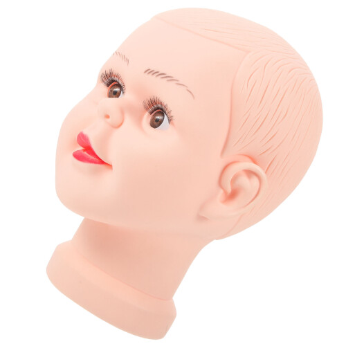 2Pièces Tête Mannequin Beige En PVC Support Pour Salon