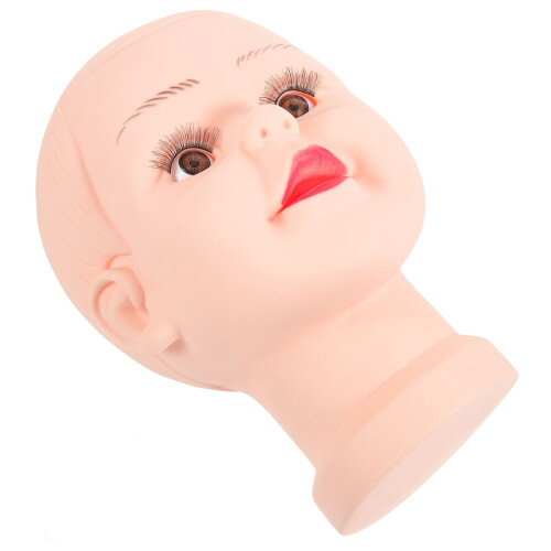 2Pièces Tête Mannequin Beige En PVC Support Pour Salon 1