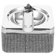3Pièces Cendrier Portable Carreau Métal Strass Élégant