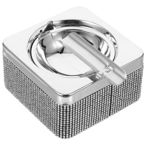 3Pièces Cendrier Portable Carreau Métal Strass Élégant 2