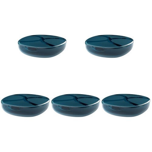 5Pcs Blue Plastic Denture Holder Box with Mirror Lightweight Portable 1