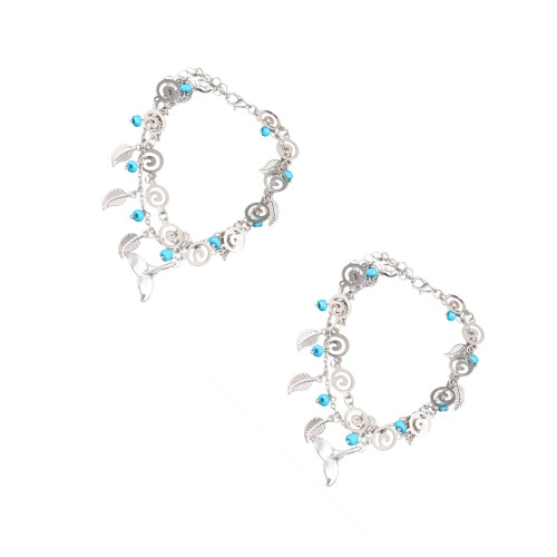 2Pièces De Métal Argenté Design Ethnique 1