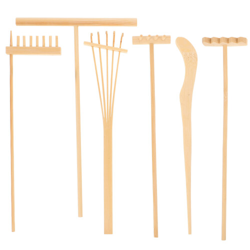 3Sets Bamboo Sand Rakes Mini Tea Set Decor Assorted Color