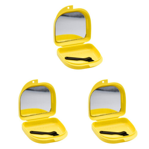3Pcs Durable Yellow Retainer Case Ventilated Denture Storage Container 1