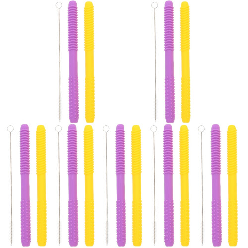7Sets Hollow Silicone Teething Sticks Yellow Purple 2