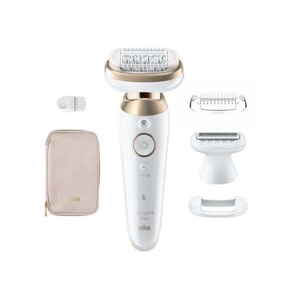 New Braun Electric Epilator - Silk-Épil 9 Flex - Easy Hair Removal - 9-041 3D - / White/Gold