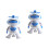 2Pcs White Dancing Robot Toy with Colorful Lights and 4