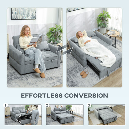 Homcom HOMCOM 2 Seater Sofa Bed, 3-in-1 Sleeper Sofa with Adjustable Backrest 2