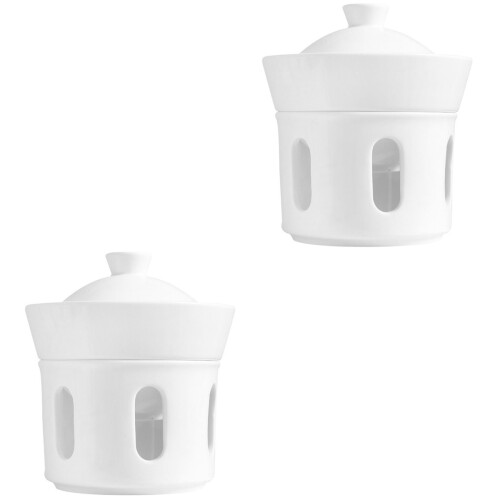 2Pcs White Decorative Ceramic Cubilose Bowl Home Use Steam Bowl 1