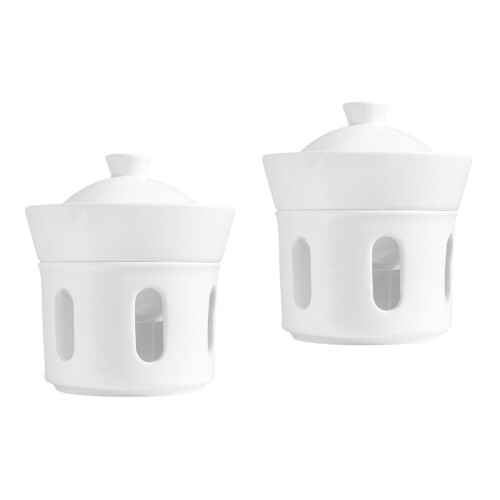 2Pcs White Decorative Ceramic Cubilose Bowl Home Use Steam Bowl 2