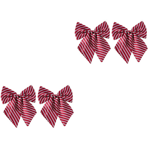 4Pcs Graduation Suit Accessories Adjustable Red White Stripe Bow Tie 2