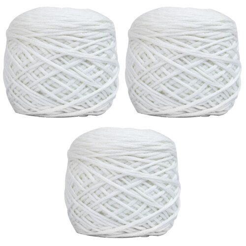 3Pcs White Cotton Crochet Yarn Durable Thread for Knitting 2