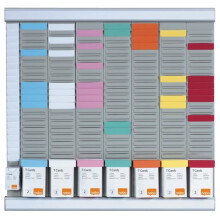 Nobo, kit manual de planejamento de escritório com cartões T, 7 colunas (+1 coluna de índice), 24 índices 2 slots