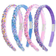 FROG SAC 4 Fasce Sottili per Ragazze - Set di Fasce con Paillettes per Bambini, Accessori Capelli