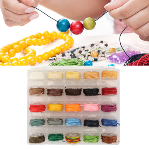 25 Farben Wachsschnur 0,65 mm, flexibel, einfach zu lagern