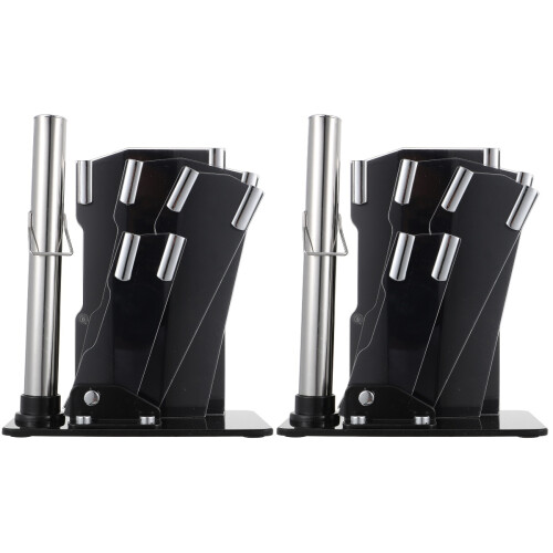 2Pièces Étagère De Rangement Noir Multi-Slots Pour Couteaux Ciseaux 1
