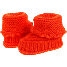 4Paires Souliers Bébé Laine Orange Tricotés Main Douceur