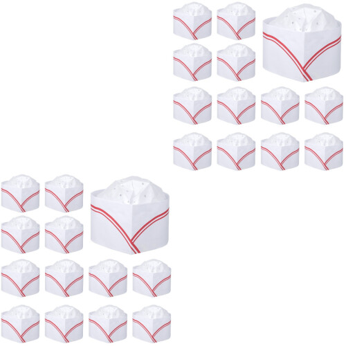 40Pièces Chapeaux De Chef Papier Respirants Jetables 2
