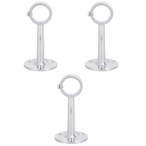 3Pièces Fixations Métal Argentées Pour Barre De Placard Résistantes 2