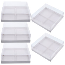 5Pièces Boîtes À Beignets Blanches En Papier Compartiments Clairs