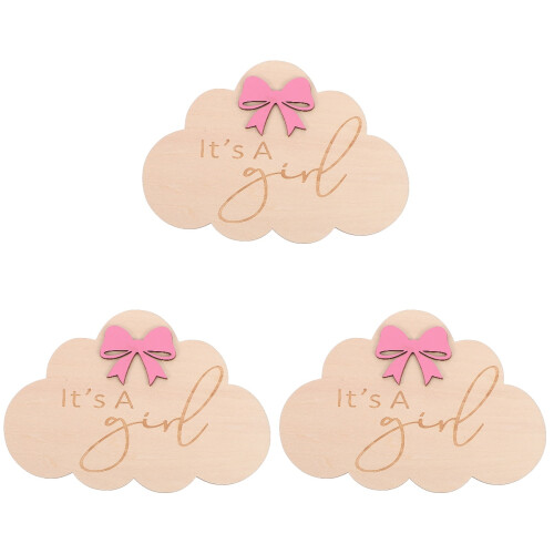 3Pièces Panneaux Annonce Bébé Bois Nuage Décoration Douce 2