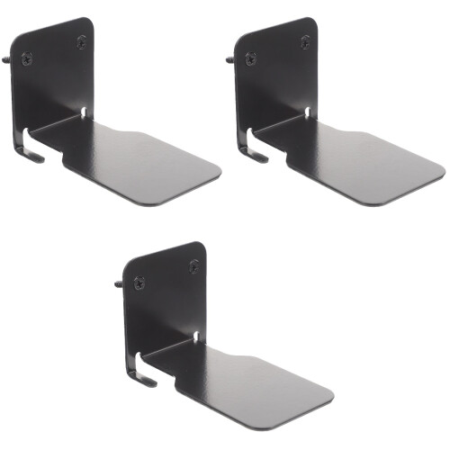 3Pcs Black Metal Wall Mounted Floating Book Shelf for Home 2