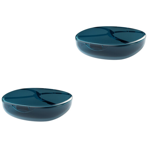 2Pcs Portable Blue Denture Storage Box Breathable Mouth Guard Case 2
