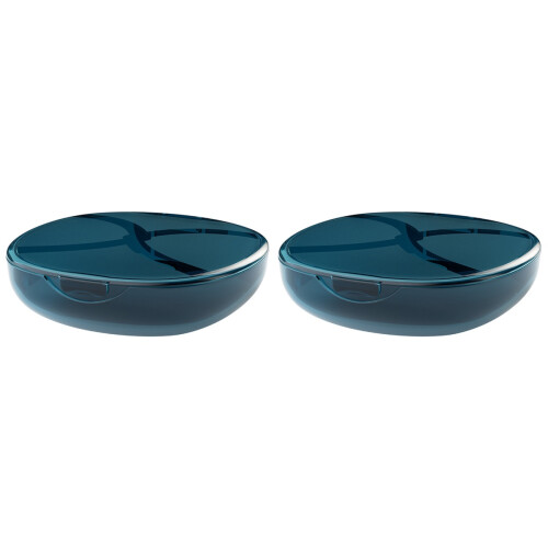 2Pcs Portable Blue Denture Storage Box Breathable Mouth Guard Case 1