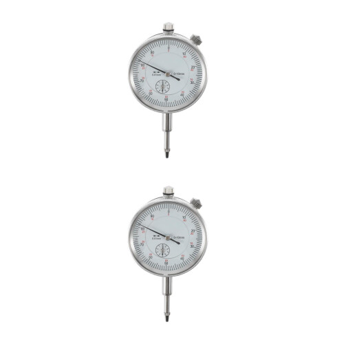 2Pcs High Resolution Silver Dial Gauge with Wear-Resistant Probe Head 2