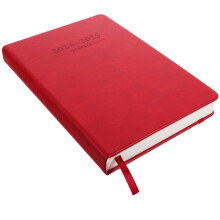 2Pcs Lightweight Red PU Schedule Notebook Daily Planner
