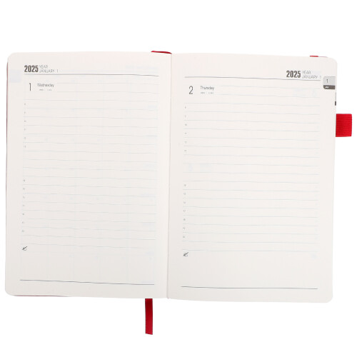 2Pcs Lightweight Red PU Schedule Notebook Daily Planner 1