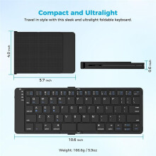 Foldable Bluetooth Keyboard, Universal Folding Keyboard for Mobile Phones and Tablets, Can Easily Switch Up to 3 Devices