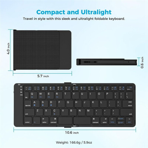 Foldable Bluetooth Keyboard, Universal Folding Keyboard for Mobile Phones and Tablets, Can Easily Switch Up to 3 Devices