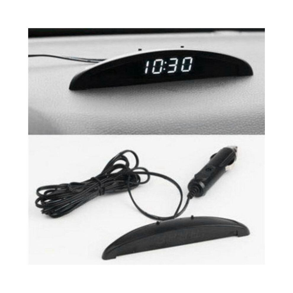 Car-Grade Car Electronic Clock, Car Electronic Clock, With Luminous In-Car Thermometer & Voltmeter Font White 4852537354851