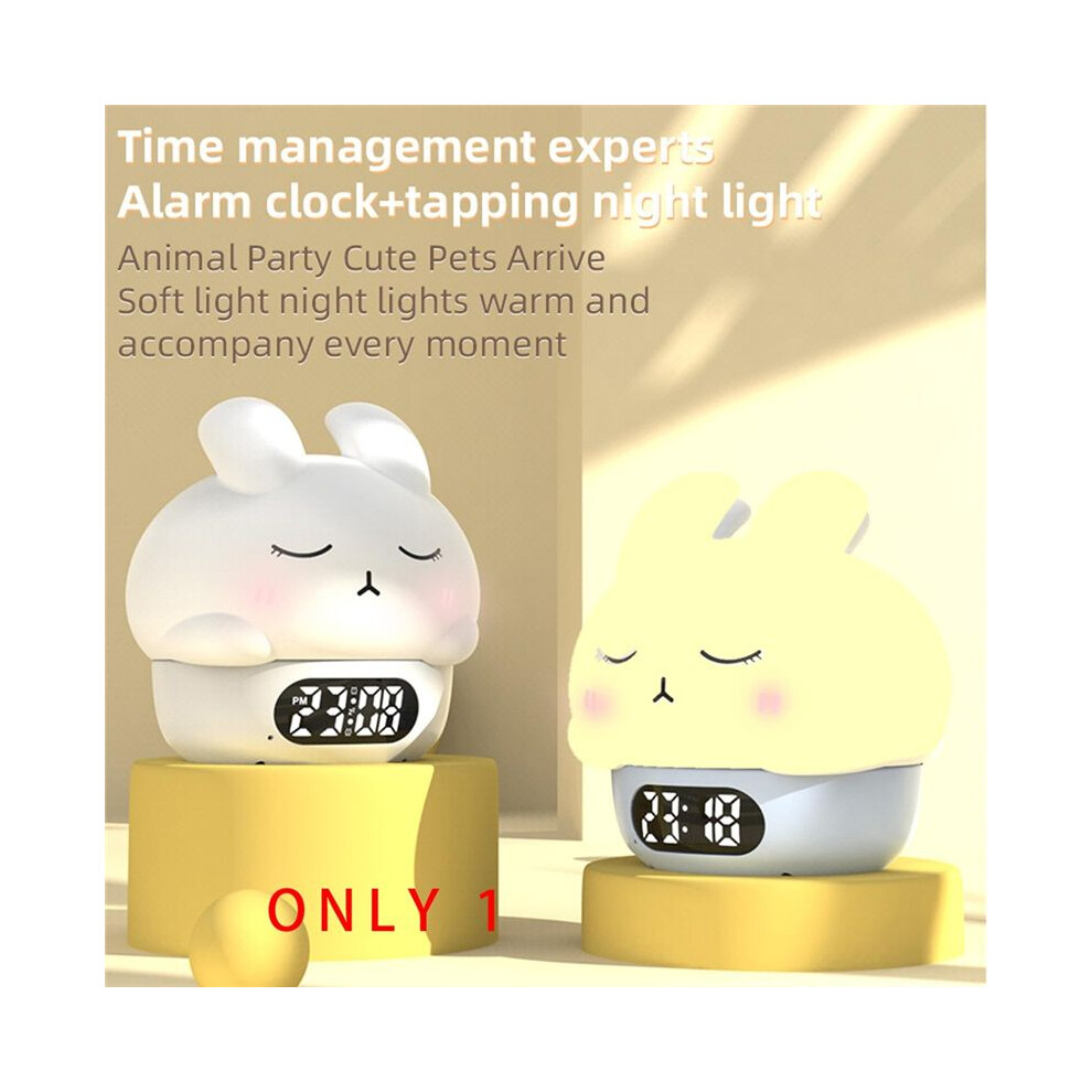 Alarm Clock Night Ligh, Rabbit Silicone Pat With Alarm Clocks, For Boys Girls Children Birthday Gift Light Spactz