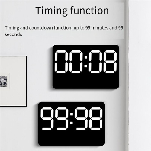 Electronic Wall Clock Temperature Date Display Table Clock Wall-Mounted Digital LED Alarm Clocks for Home B 2