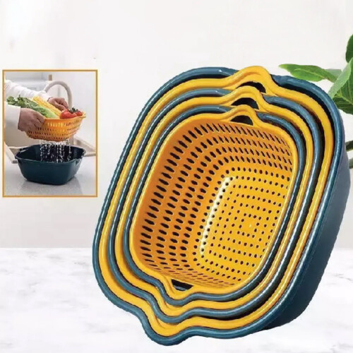 Kitchen Colander Bowl Pasta Strainer Plastic Fruit Bowl Colanders Three-Layer Draining Bowl Vegetable Washing Basket 1