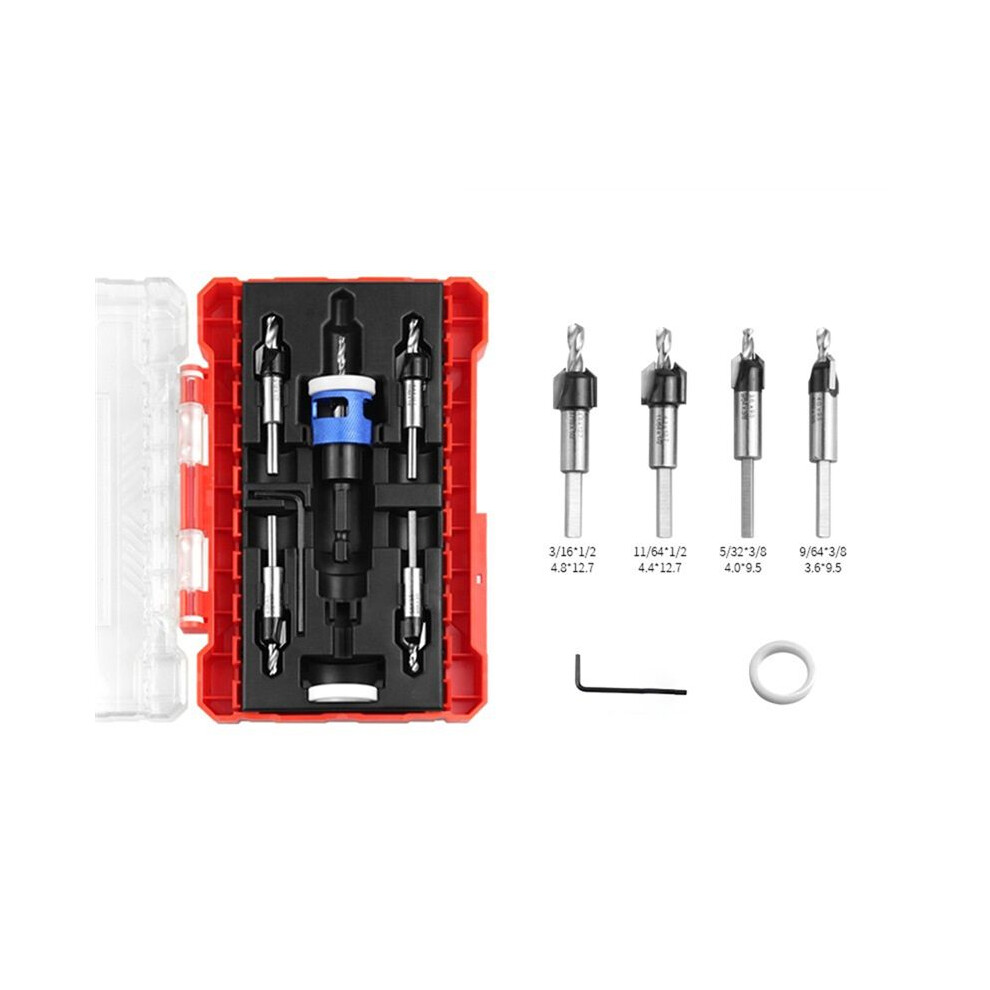 5Pcs/Set Countersink Drill Bit With Adjustable Depth Stop Low Friction Hole Opener Countersunk Drill Bit Carpentry 4852537300049