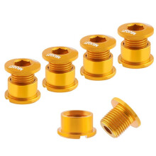 MUQZI 5Pcs Chainring Bolts Set 6.5mm Single Chainring Screws for Road and Mountain Bikes Gold